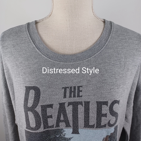 Beatles Abby Road Distressed Style Sweatshirt Medium Gray -Graphic Print - Picture 4 of 13